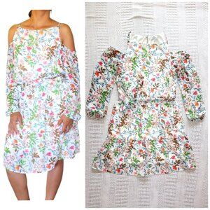 Julia Jordan cold shoulder floral Print Chiffon dress Size 8 Tie Waist Casual